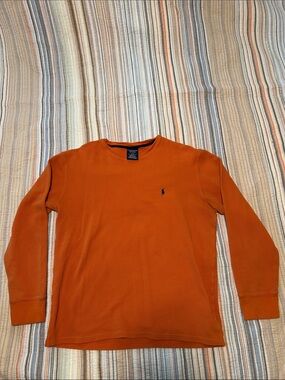 Polo by Ralph Lauren Orange Long-Sleeve waffle knit Crewneck Sweatshirt